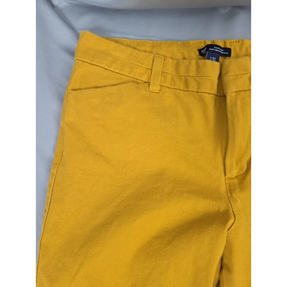GAP Slim Crop Pants Womens Size 10 Regular Dark Mustard Yellow Two Way Stretch